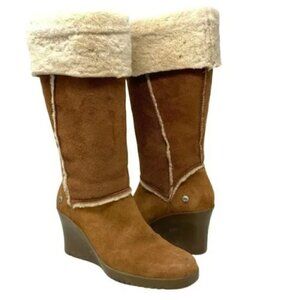UGG Australia Sandra Knee High Chestnut Sheepskin Boots - Size 7